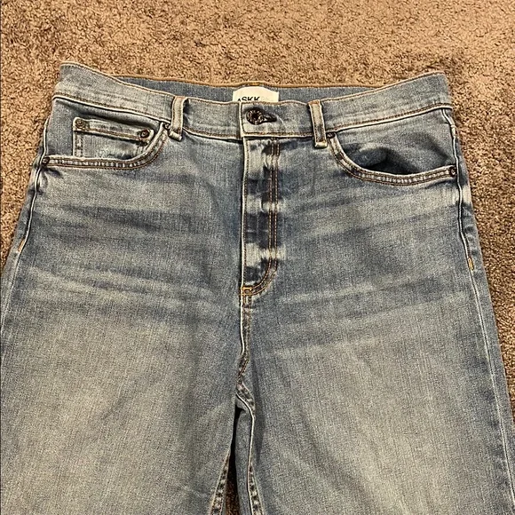 ASKK NY Blue Cropped Straight Leg Jeans size 8 - Picture 4 of 14